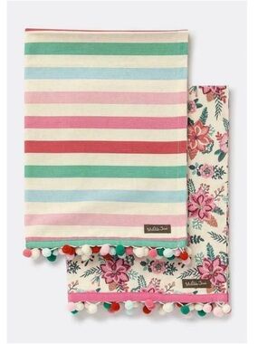 Matilda Jane Girls' Pastel Stripe & Floral Pom-Pom Swaddle Set - Multicolor